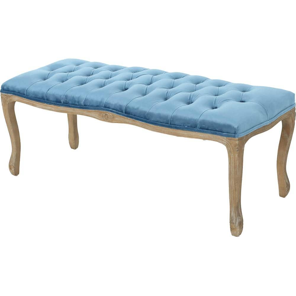 Left View: Noble House - Pinehurst Bench Ottoman - Aqua