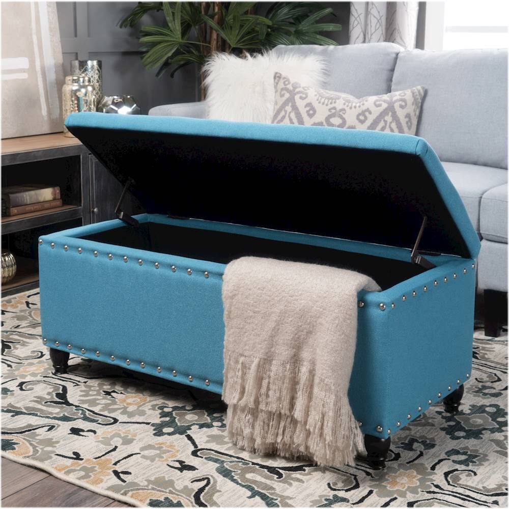 Best Buy Noble House Flagler Storage Ottoman Teal 300316