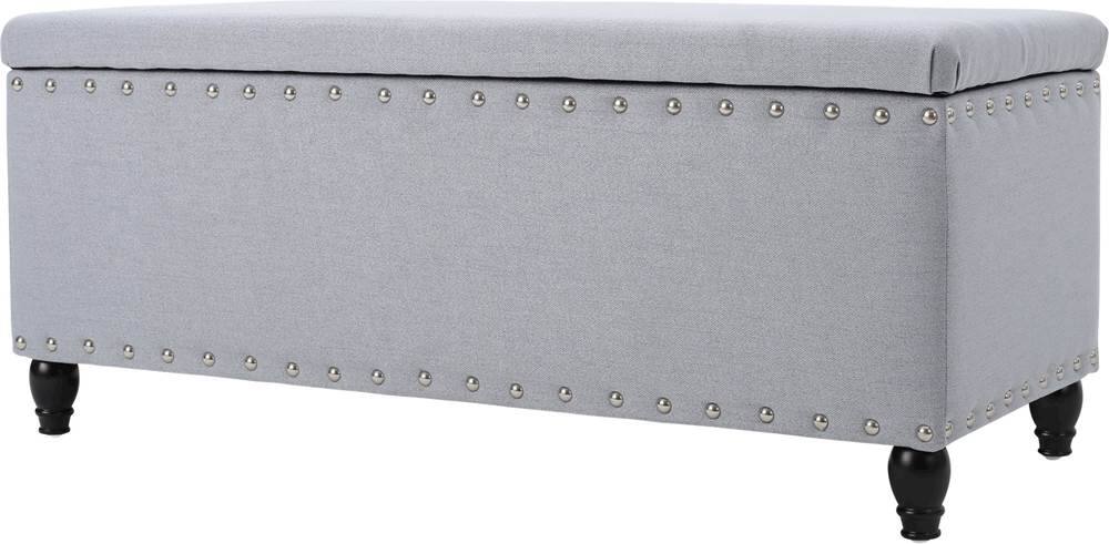 Left View: Noble House - Flagler Storage Ottoman - Light Gray