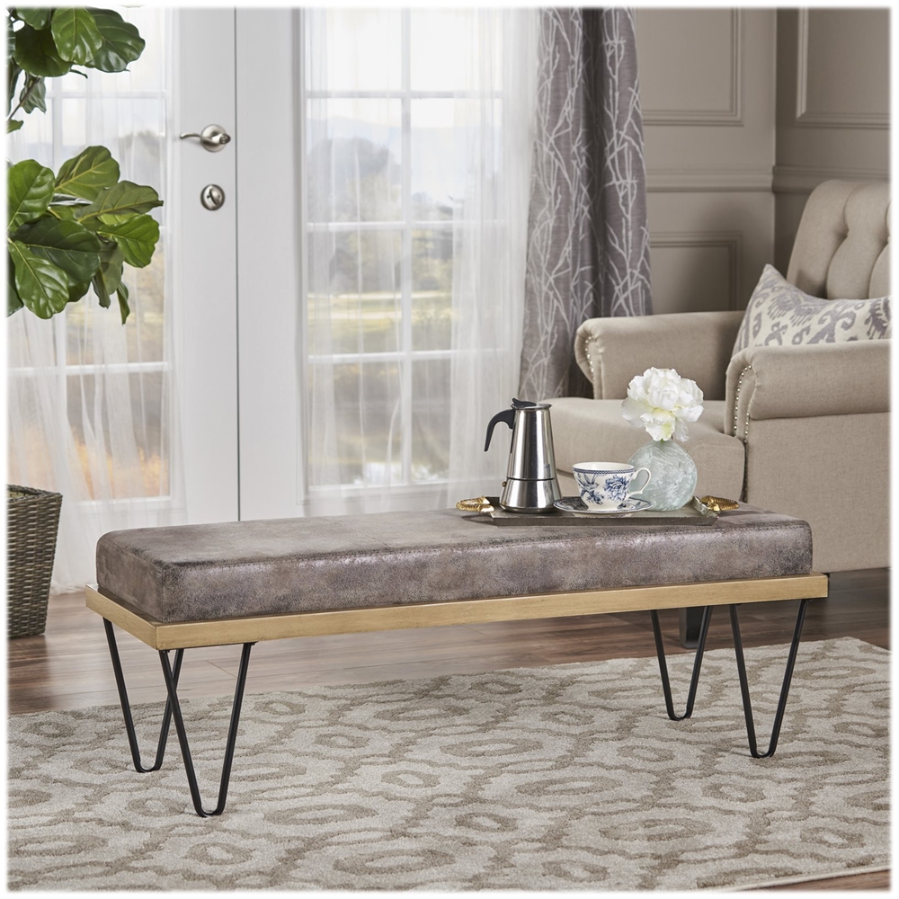 Left View: Noble House - Springfield Upholstered Bench - Grayish Brown