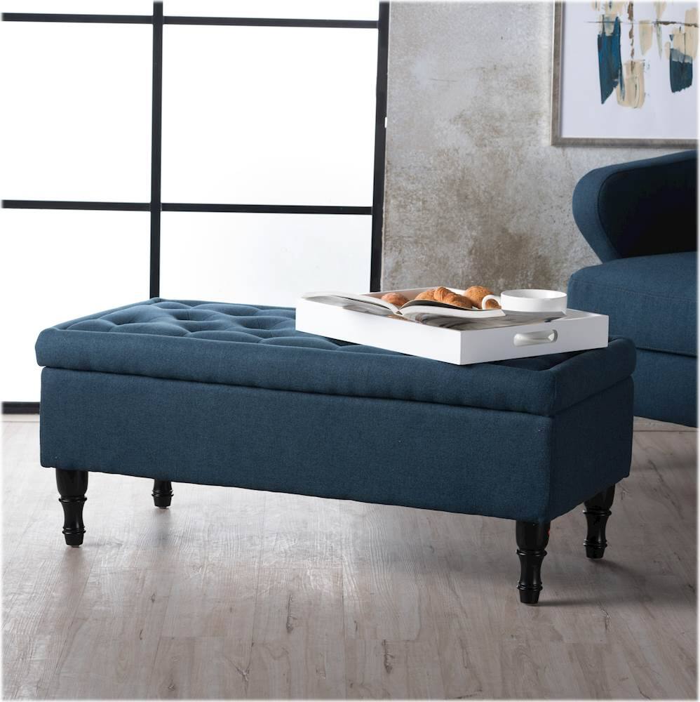 Best Buy Noble House Calhoun Storage Ottoman Navy Blue 300696