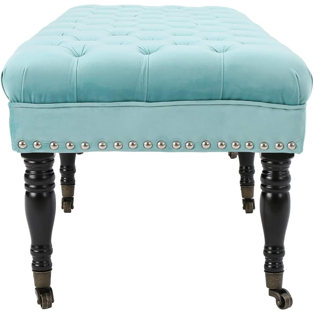 Angle View: Noble House - Wheaton Upholstered Bench - Light Blue