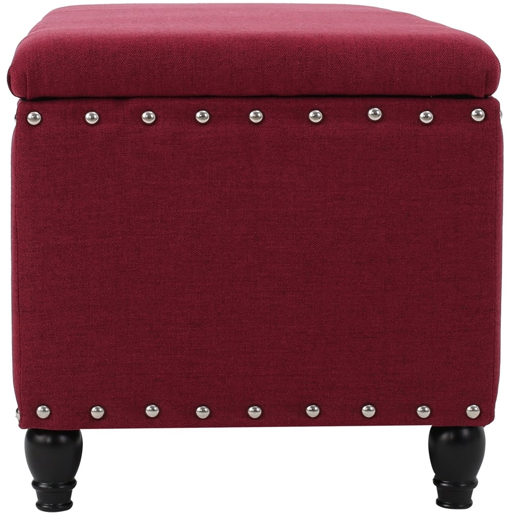 Left View: Noble House - Bench Ottoman - Dark Brown/Deep Red