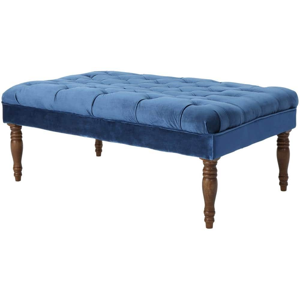 Left View: Noble House - Wadena Upholstered Bench - Cobalt