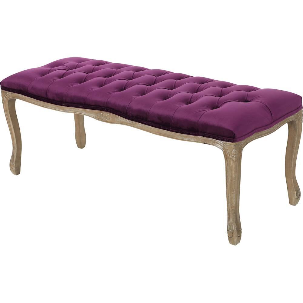 Left View: Noble House - Pinehurst Upholstered Bench - Eggplant