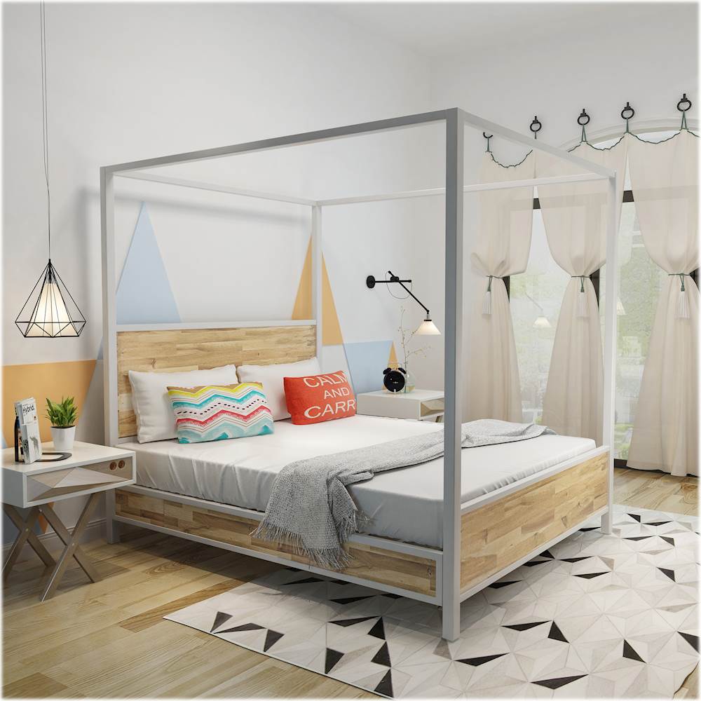 Noble House Codington 63 Queen Size Canopy Bed Natural Gray