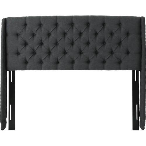 Noble House - Cranston 67" Full-Size/Queen Upholstered Headboard - Dark Gray/Black
