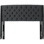 Front Zoom. Noble House - Cranston 67" Full-Size/Queen Upholstered Headboard - Dark Gray/Black.