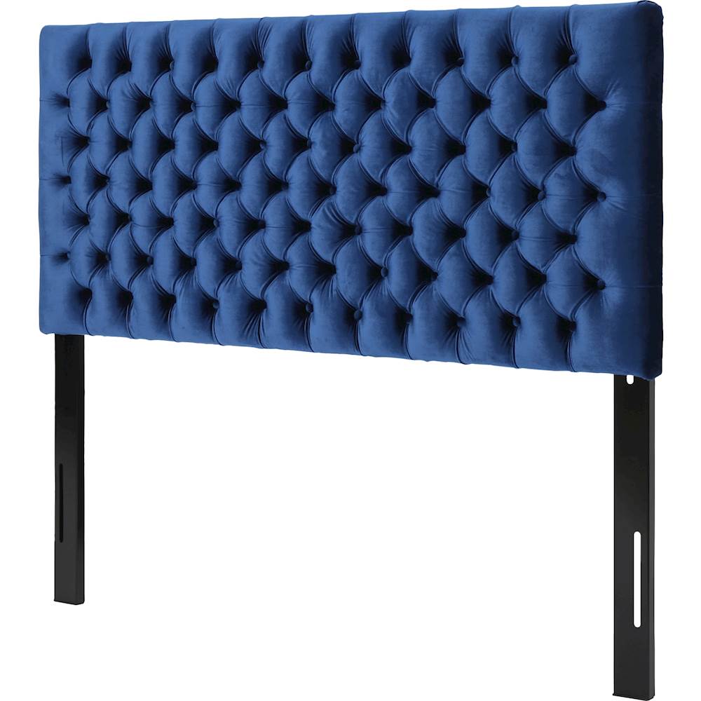 Left View: Noble House - Brooks 62" Full-Size/Queen Upholstered Headboard - Navy Blue