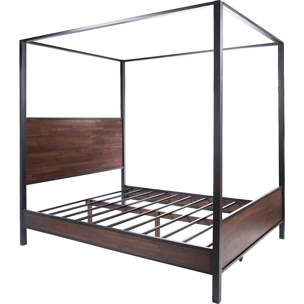 Angle View: Noble House - Codington 63" Queen-Size Canopy Bed - Walnut & Black
