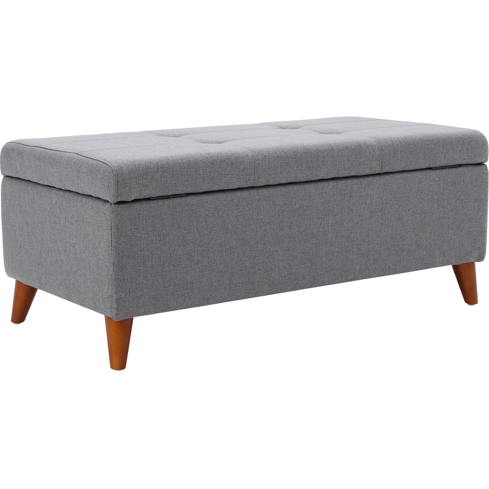 Left View: Noble House - Englewood Storage Ottoman - Gray