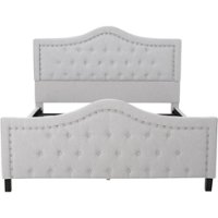 Noble House - Turner Upholstered Queen Bed - Light Gray - Front_Zoom