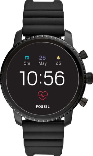 Fossil - Gen 4 Explorist HR Smartwatch 45mm Stainless Steel - Black with Black Silicone Strap was $275.0 now $129.0 (53.0% off)