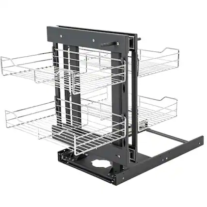 Front. Stock Preferred - 11-Inch Blind Corner Cabinet Pull-Out Organizer - Dark Gray, Silver.