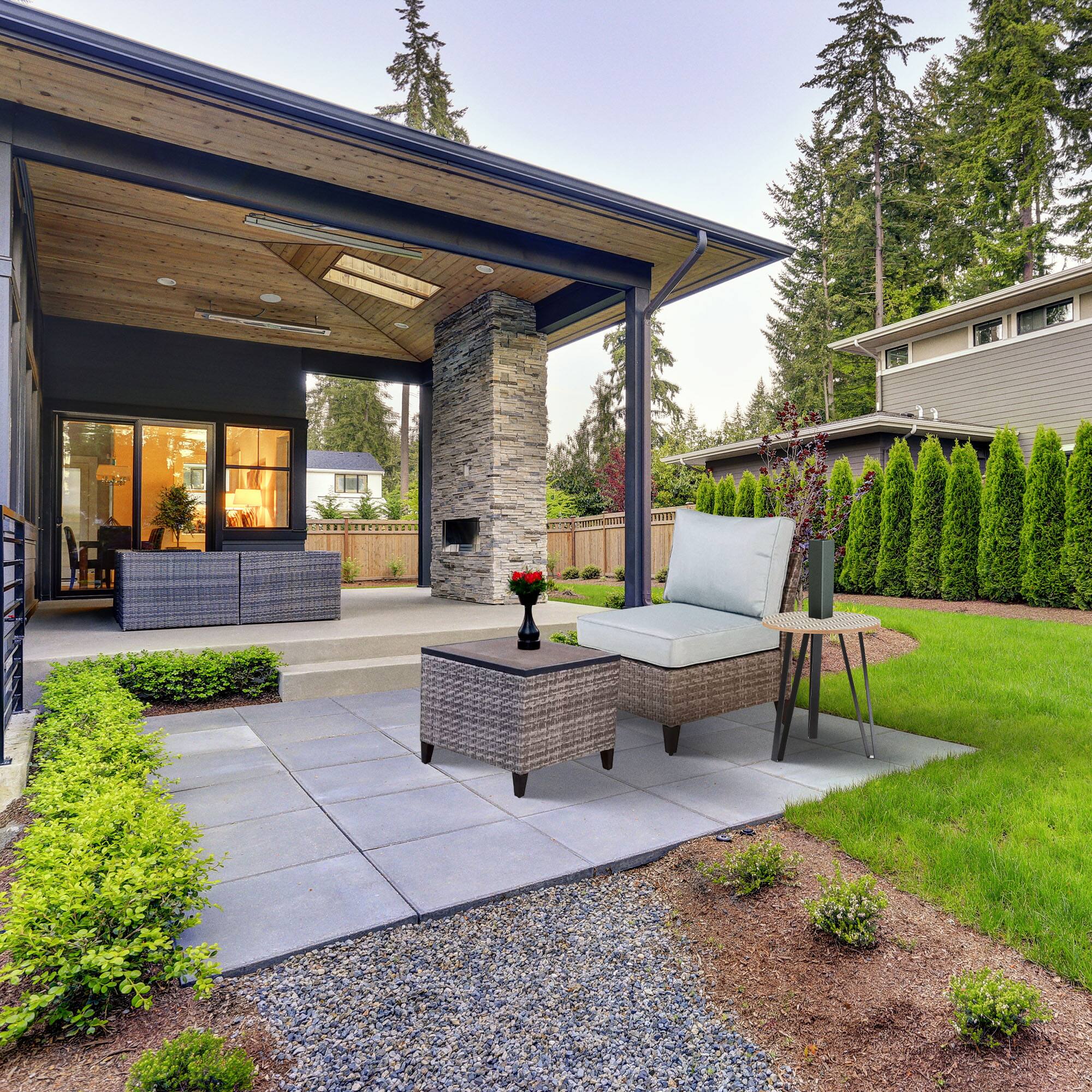 Alt View 4. Four Seasons Courtyard - Four Seasons Courtyard Serronova Faux Wood Top Aluminum Side Table, Light Gray - Light Gray.