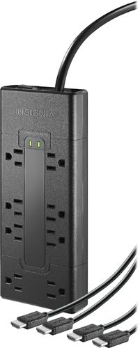 8-Outlet Surge Protector with Two 8â€™ 4K UltraHD/HDR HDMI Cables - Black was $74.99 now $39.99 (47.0% off)