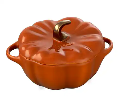 Front. Staub - Staub Ceramic 24-oz Pumpkin Cocotte - Burnt Orange - Burnt Orange.