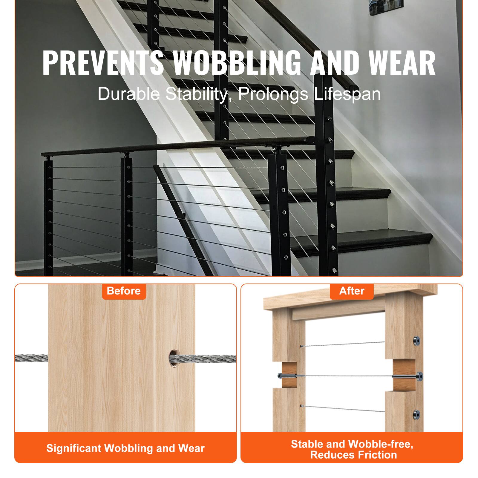 PREVENTS WOBBLING AND WEAR  
Durable Stability, Prolongs Lifespan  

Before  
Significant Wobbling and Wear  

After  
Stable and Wobble-free, Reduces Friction