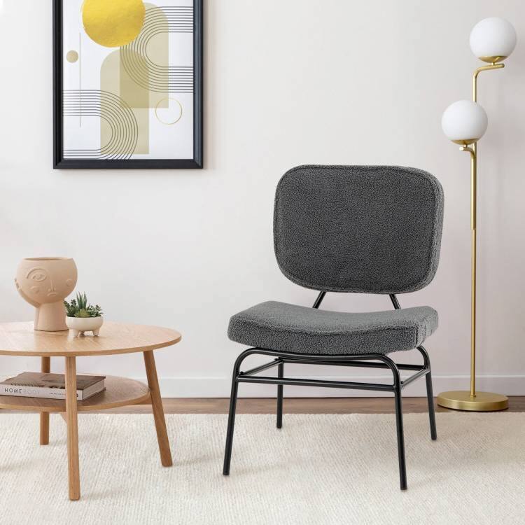 Angle. SlickBlue - Contemporary Upholstered Accent Chair – Ergonomic Padded Chair for Living Room or Office - Grey.