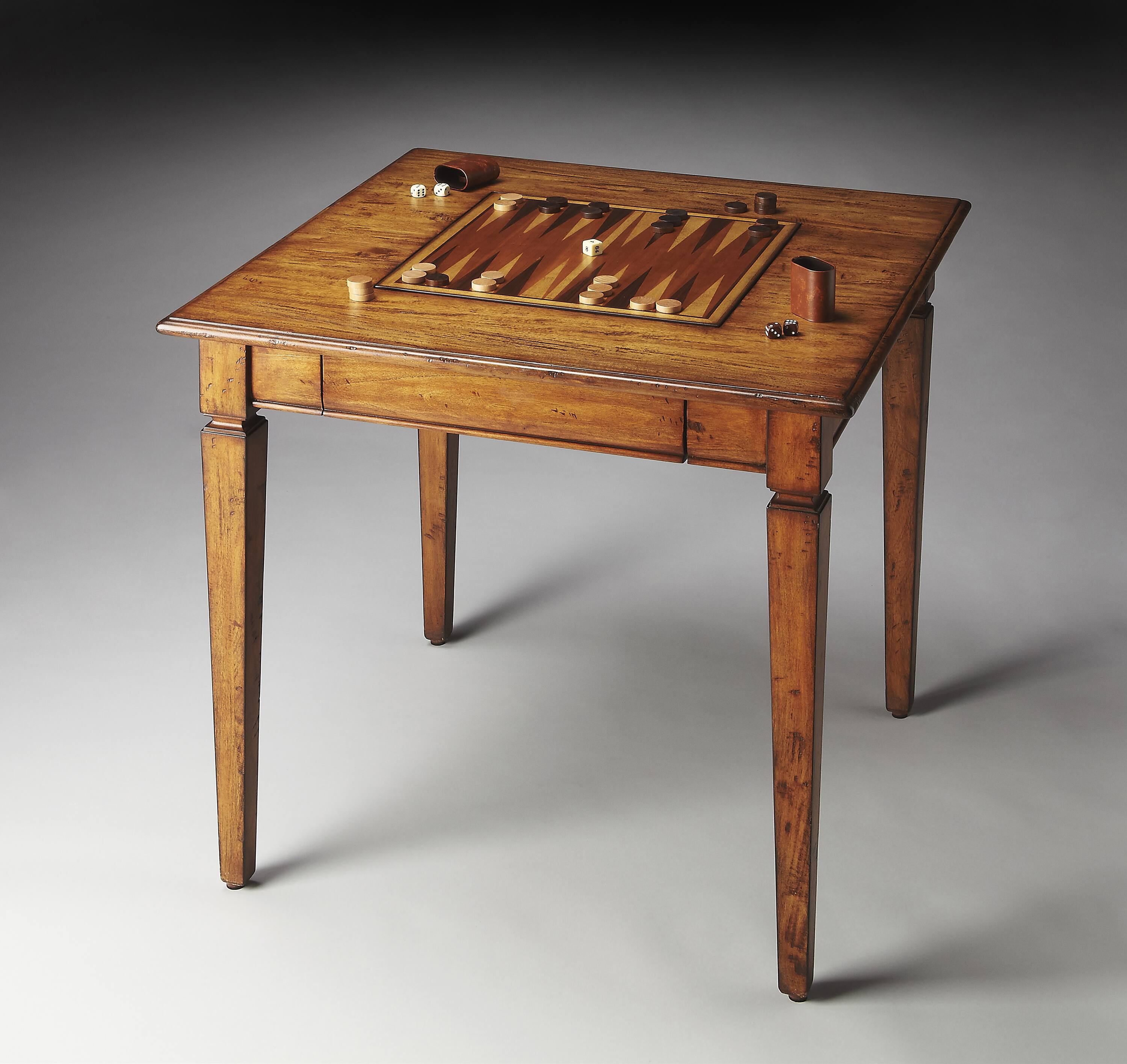 Alt View 2. Butler Specialty - Breckinridge 30 in. W Square Wood Rustic 1 Drawer Game Table with Flip Over Top - Light Brown.