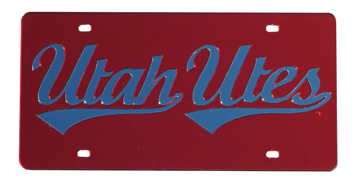 Rico Industries - Utah Utes Mirrored Laser Cut License Plate Laser Tag - Multi