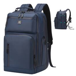 Unique Bargains - Expandable Business Backpack, Waterproof, 17" Laptop Compartment, Airline Approved, 33L-42L, Work Travel - Blue