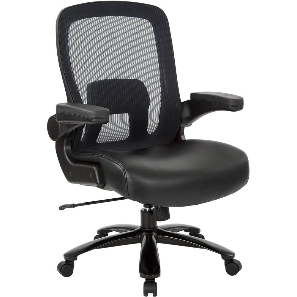 Left View: Pro-line II - Big and Tall 5-Pointed Star Bonded Leather and Memory Foam Executive Chair - Black