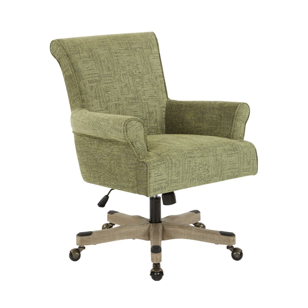 Left View: OSP Designs - Megan Polyester and Cotton Armchair - Green/Brushed Gray
