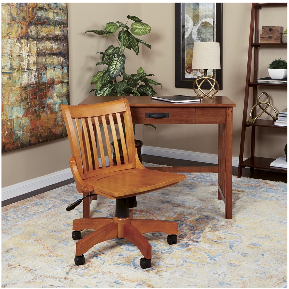 Left View: OSP Home Furnishings - Wood Bankers Home Office Wood Chair - Fruit Wood