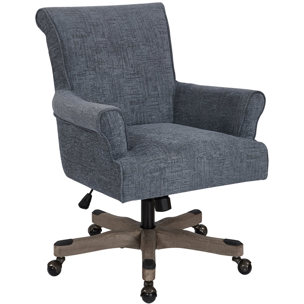 Left View: OSP Designs - Megan Home Office Polyester Task Chair - Blue/Brushed Grey