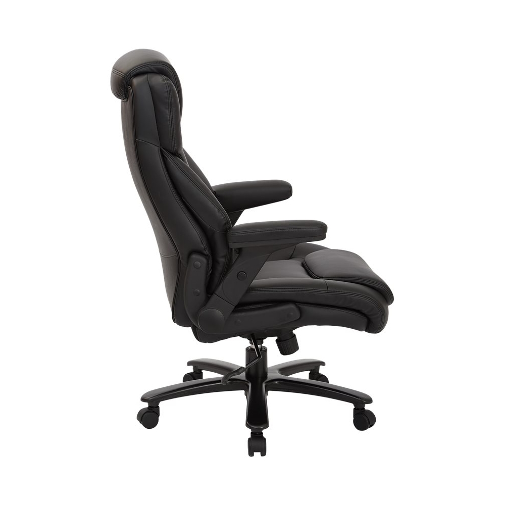 Left View: Pro-line II - Big and Tall 5-Pointed Star Bonded Leather Executive Chair - Black