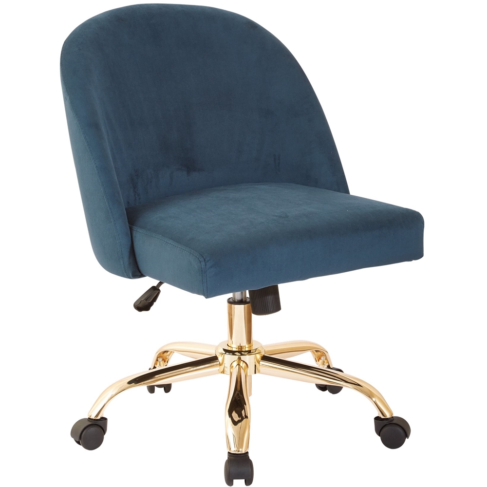 Left View: OSP Home Furnishings - Layton Mid Back Office Chair - Blue/Gold