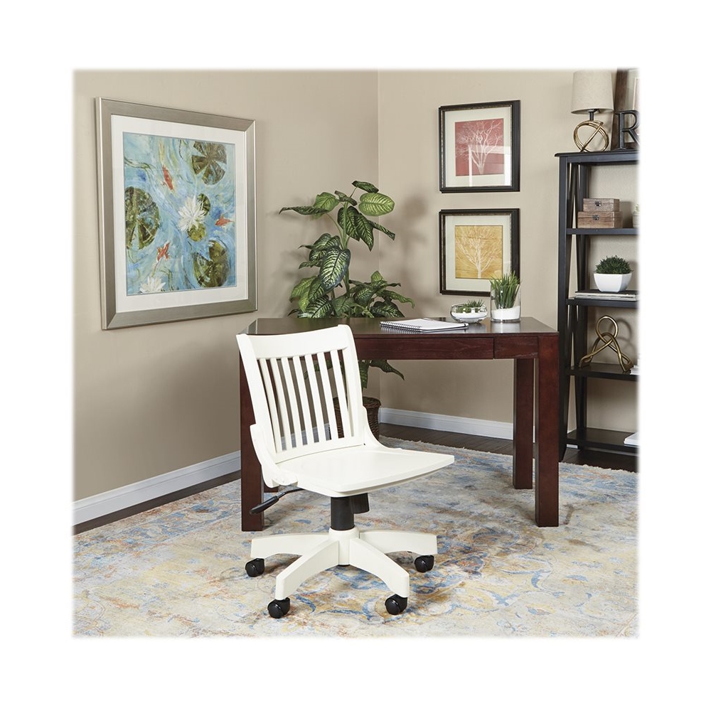 Left View: OSP Home Furnishings - Wood Bankers Home Office Wood Chair - White