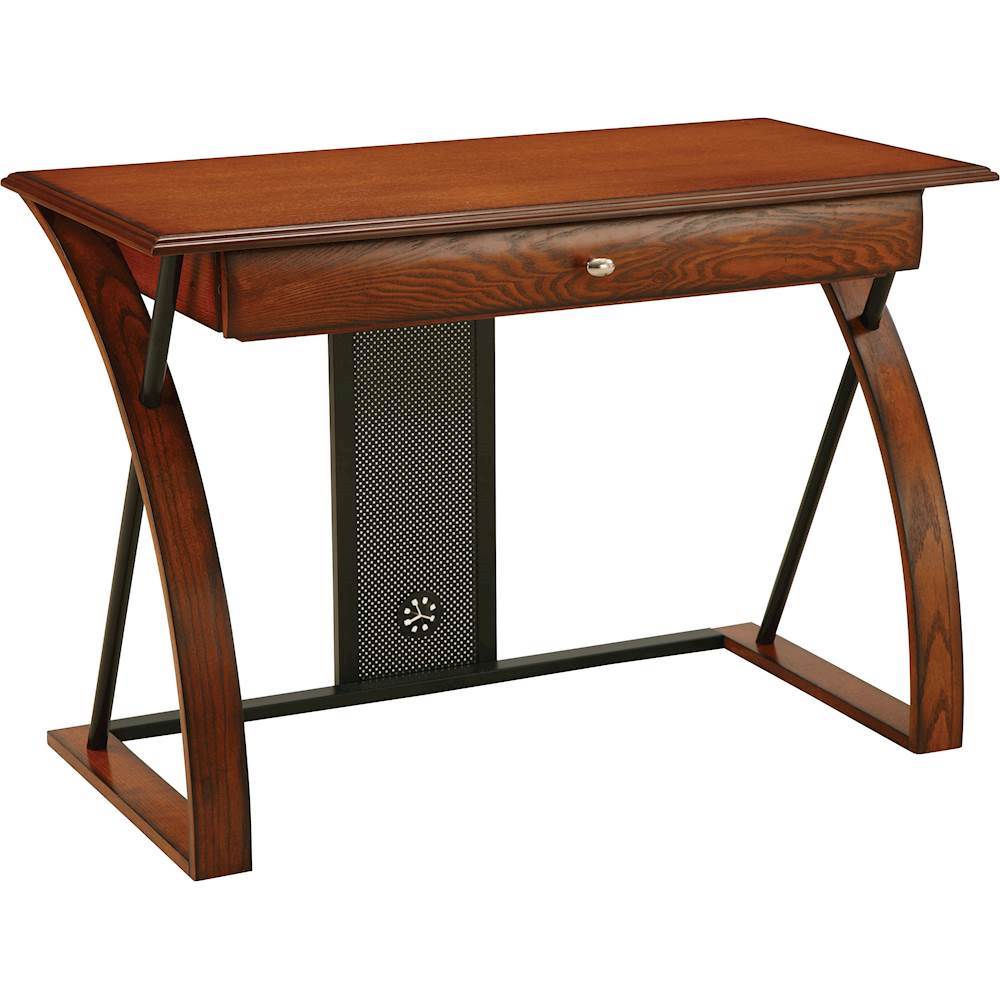 Angle View: Simpli Home - Banting Rectangular Mid-Century Modern Industrial Solid Rubberwood 3-Drawer Table - Walnut Brown