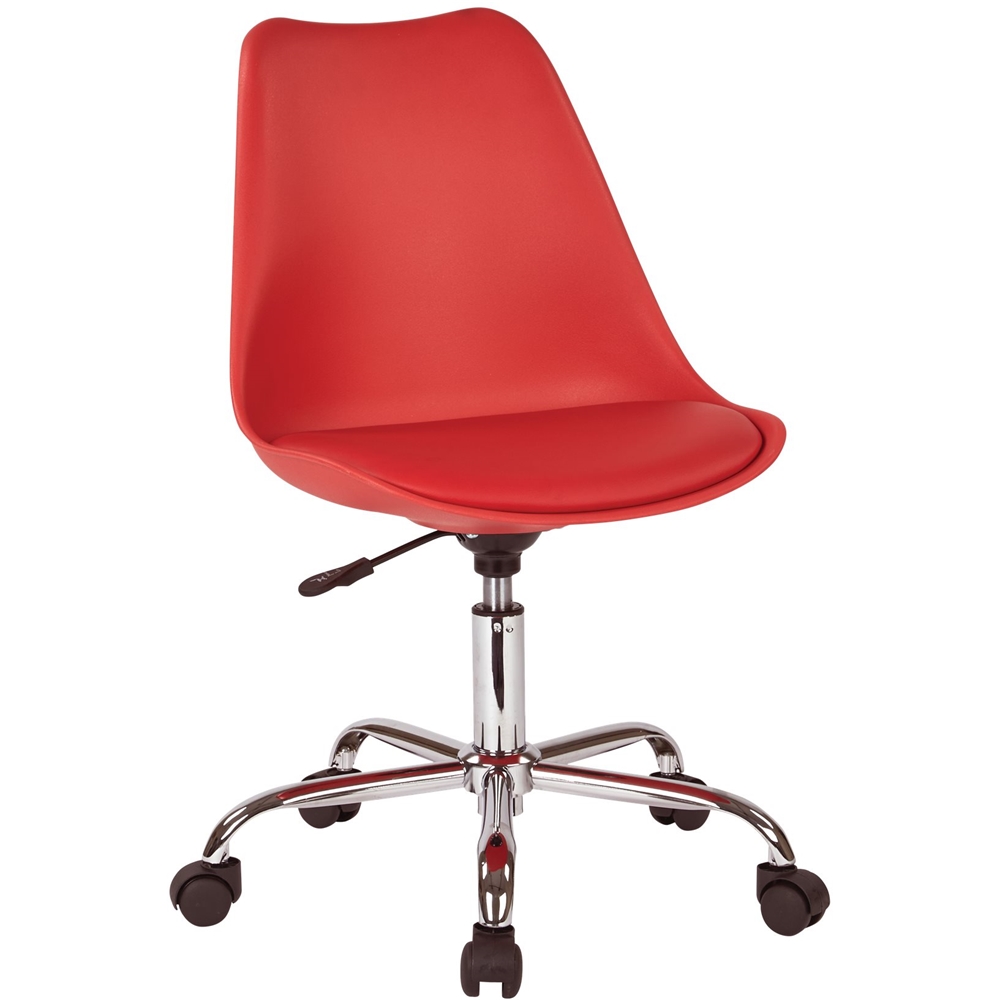 Left View: AveSix - Emerson Student 5-Pointed Star Polyurethane and Polypropylene Task Chair - Red