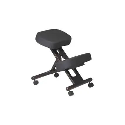 Front. WorkSmart - KC Series Fabric/Wood/Memory Foam Ergonomic Kneeling Chair - Black/Espresso.