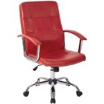 Front Zoom. AveSix - Malta 5-Pointed Star Chrome and Faux Leather Office Chair - Red.