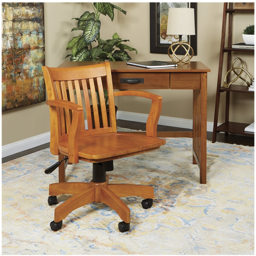 Left View: OSP Home Furnishings - Wood Bankers Home Wood Chair - Fruit Wood