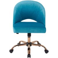AveSix - Lula Home Office Plush Fabric Chair - Blue - Front_Zoom