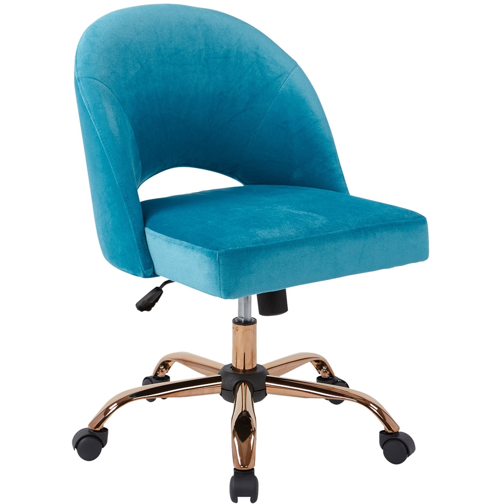 Left View: AveSix - Lula Home Office Plush Fabric Chair - Blue