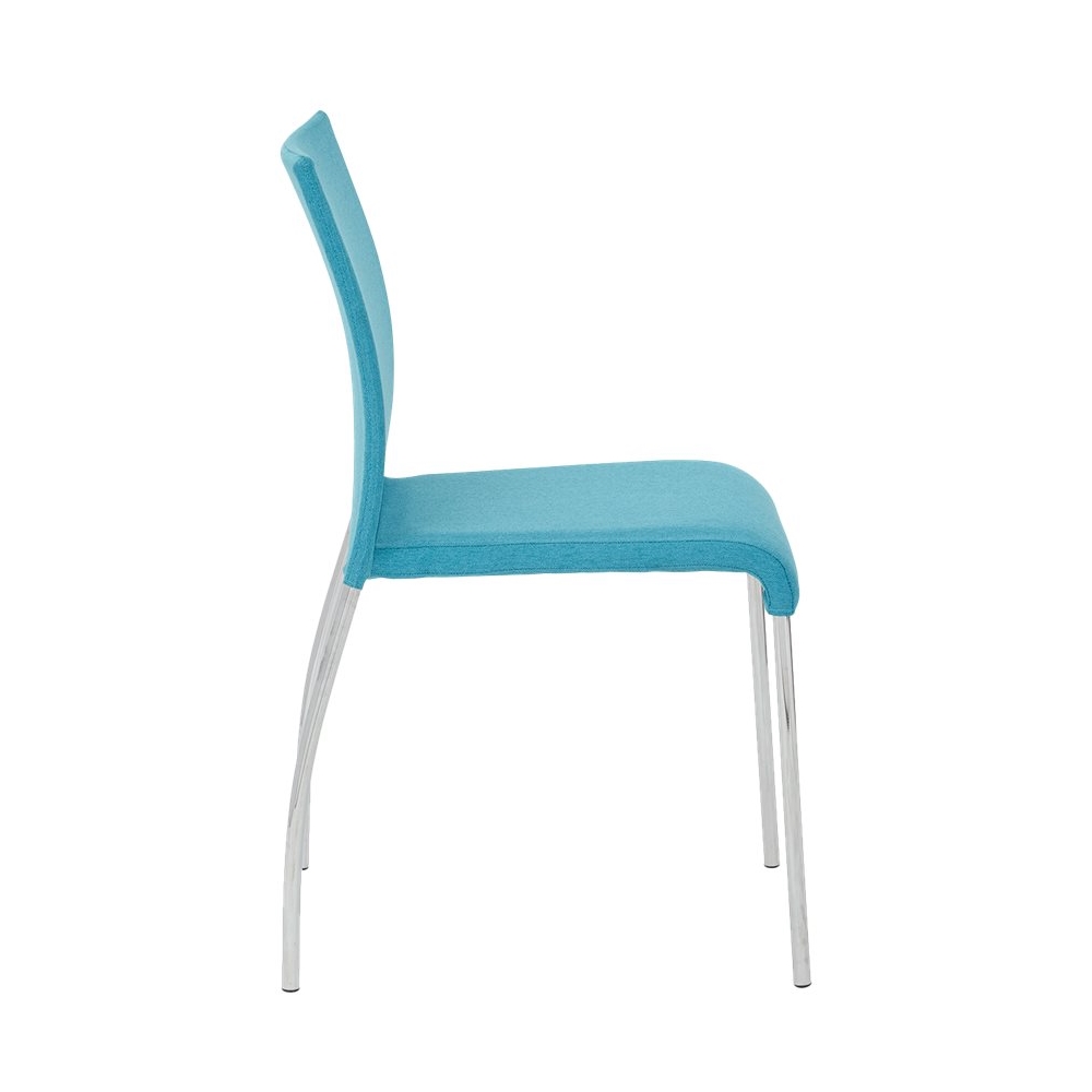 Left View: AveSix - Conway 4-Leg Fabric and Steel Office Chairs (Set of 2) - Aqua/Chrome