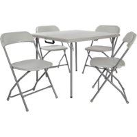Office Star Products - Work Smart 5-Piece Folding Set - Light Gray - Front_Zoom