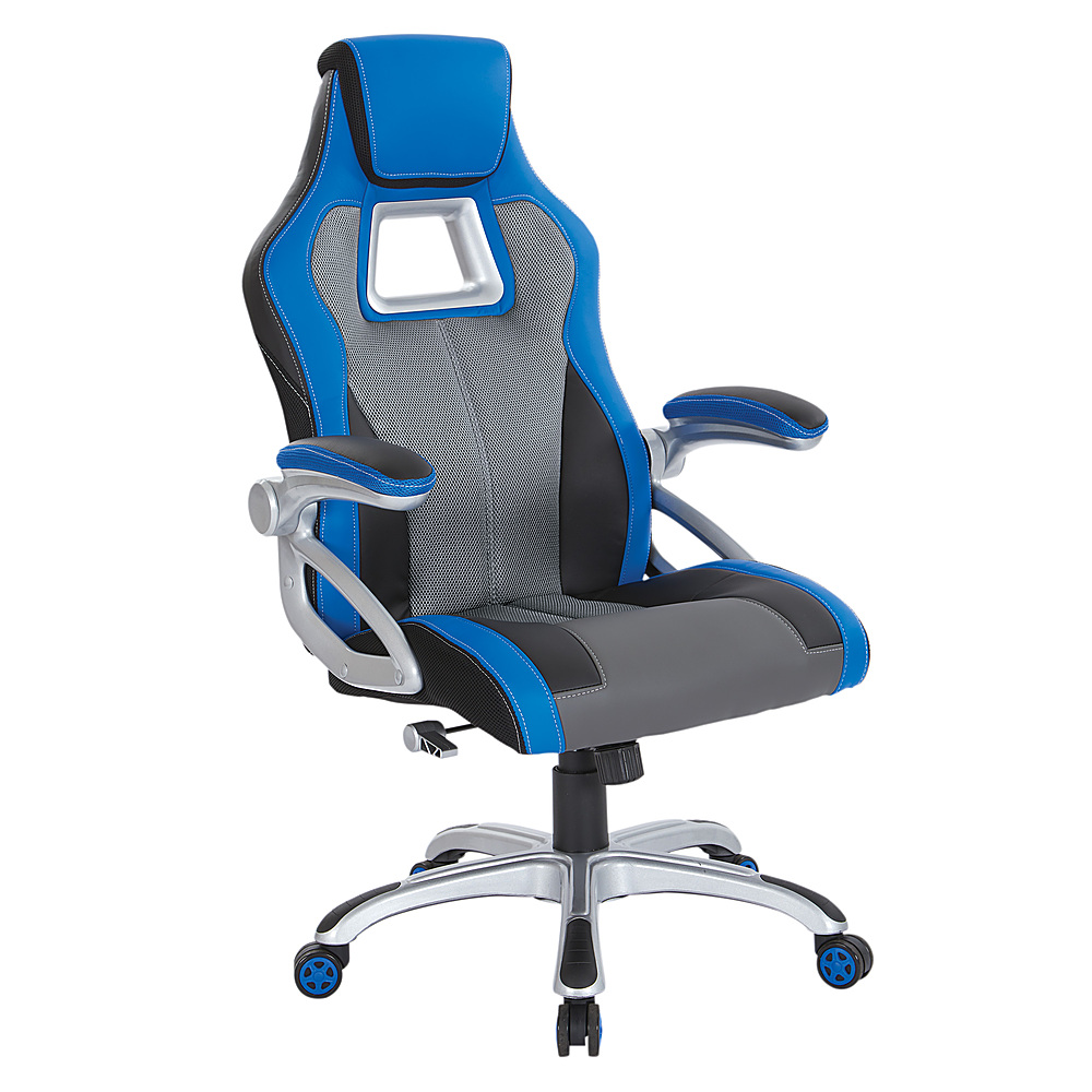 Angle View: OSP Home Furnishings - Race Gaming Chair - Charcoal Gray/Blue