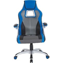 OSP Home Furnishings - Race Gaming Chair - Charcoal Gray/Blue - Front_Zoom
