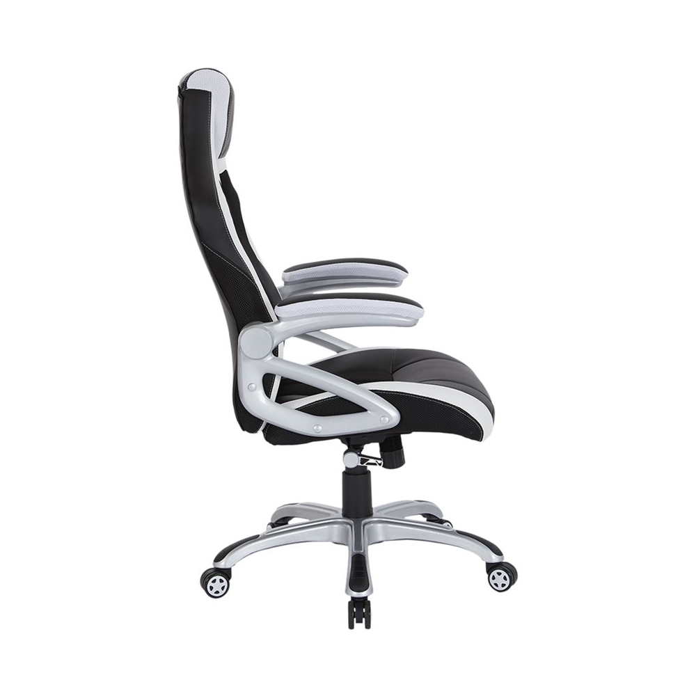 Left View: OSP Home Furnishings - Race Gaming Chair - White/Black