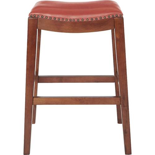 OSP Designs - Metro 29" Leather Saddle Stool with Nail Head Accents - Cranberry