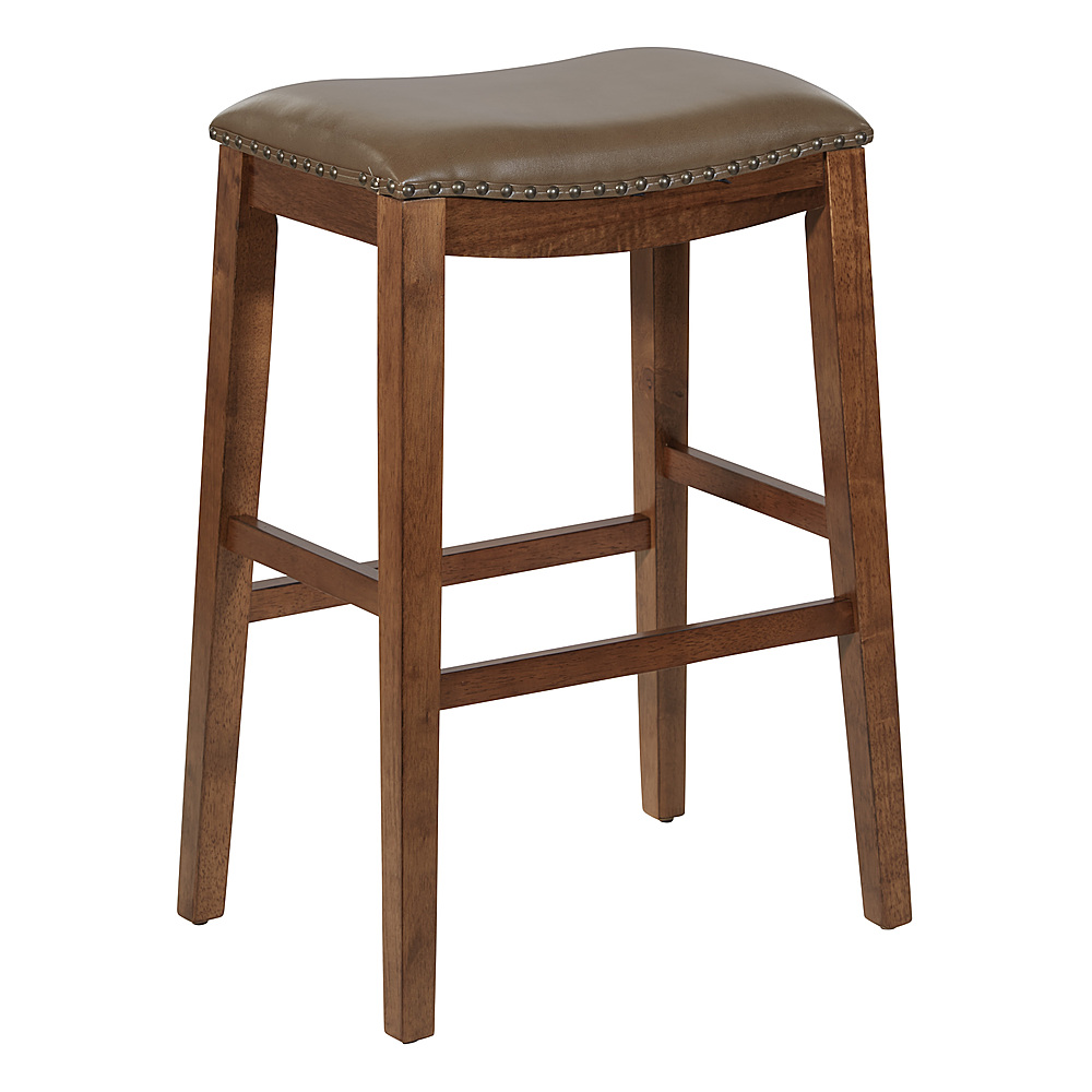 Angle View: OSP Home Furnishings - Metro 29" Leather Saddle Stool with Nail Head Accents - Molasses