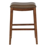 OSP Home Furnishings - Metro 29" Leather Saddle Stool with Nail Head Accents - Molasses - Front_Zoom
