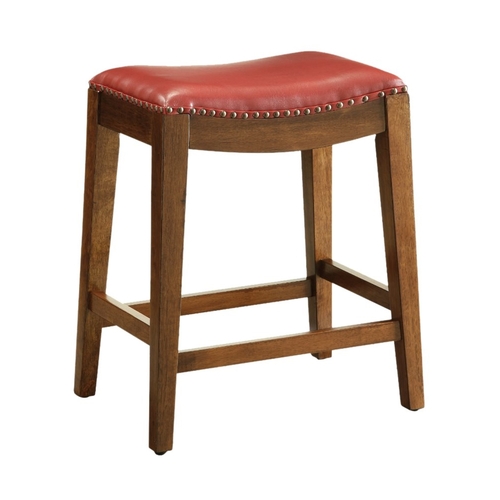 OSP Designs - Home Barstools 4-Leg Wood and Bonded Leather Stool - Red