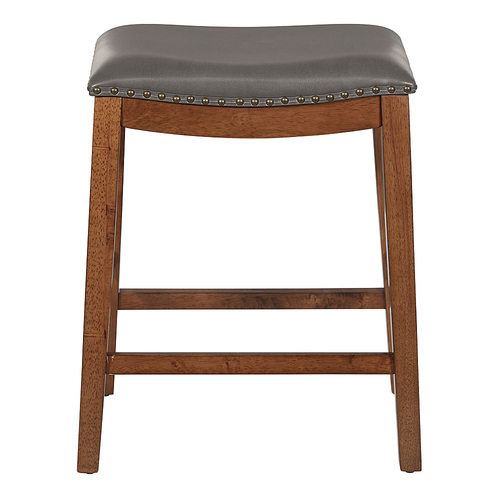 OSP Designs - Metro 24 Faux Leather Saddle Stool - Pewter was $85.99 now $68.99 (20.0% off)